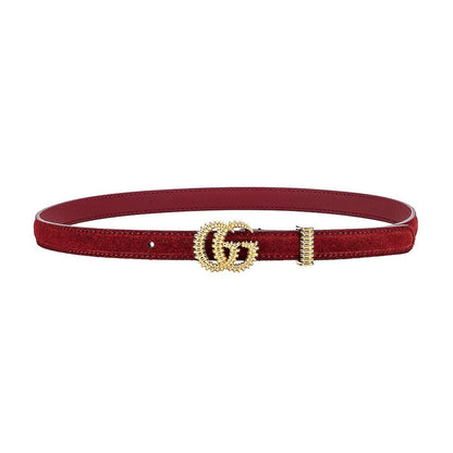 Gucci Marmont Red Suede Torchon GG Buckle Belt Size 95/38 602071