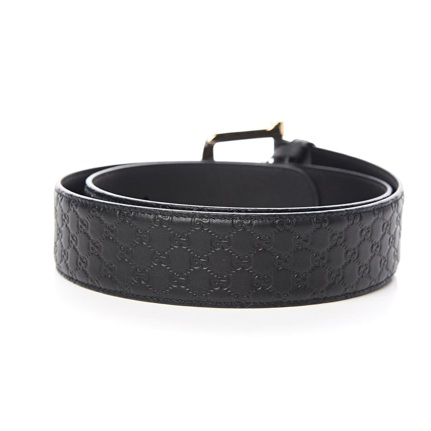 Gucci Microguccissima Black Calf Leather Gold Buckle Belt Size 95/38
