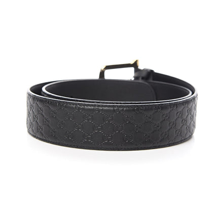 Gucci Microguccissima Black Calf Leather Gold Buckle Belt Size 95/38