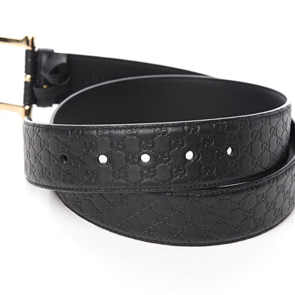 Gucci Microguccissima Black Calf Leather Gold Buckle Belt Size 95/38