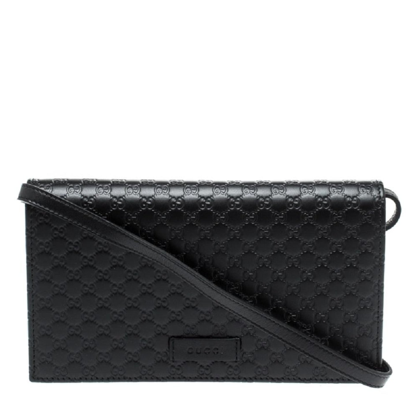 Gucci Microguccissima GG Logo Black Leather Wallet Crossbody Handbag