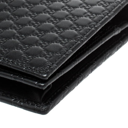 Gucci Microguccissima GG Logo Black Leather Wallet Crossbody Handbag