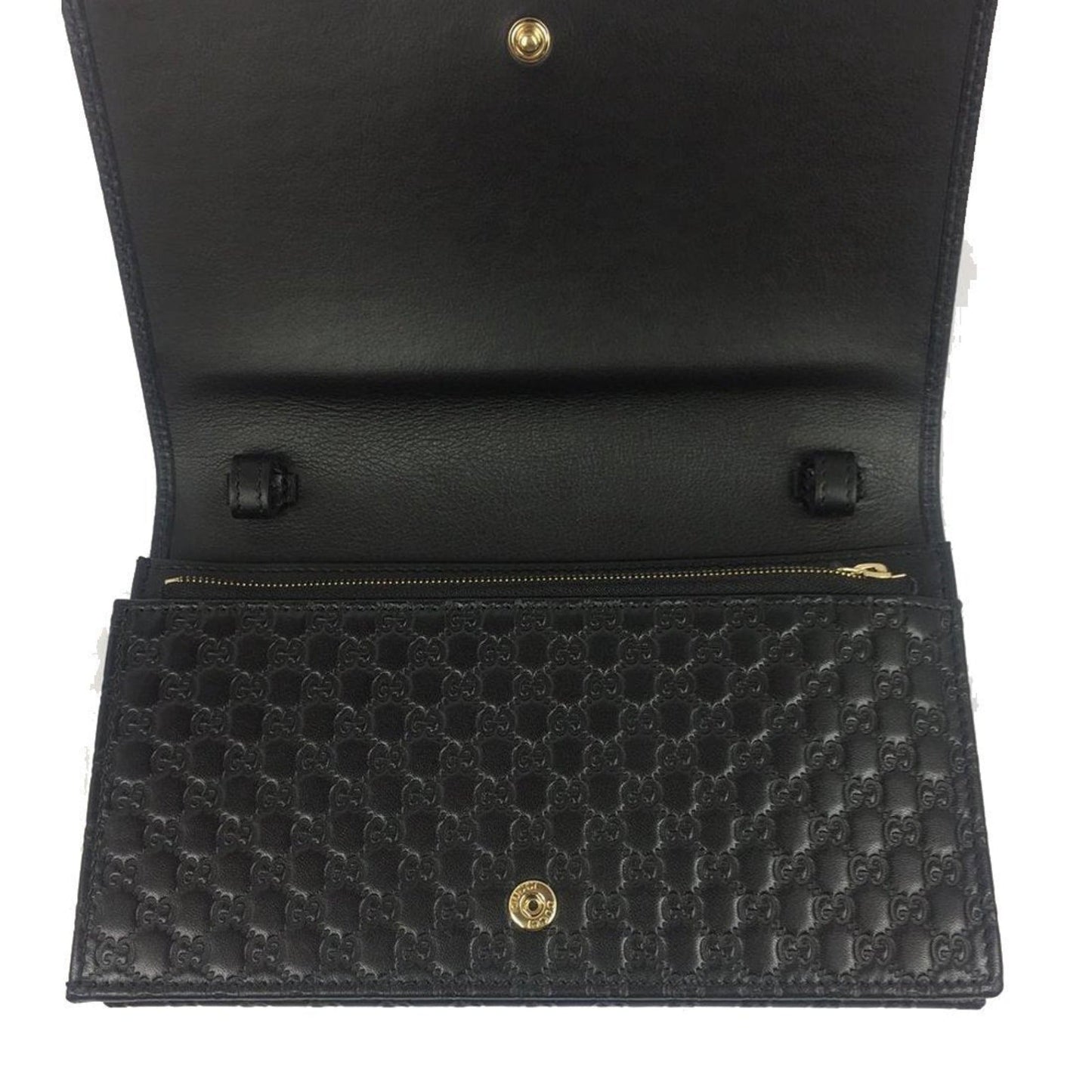 Gucci Microguccissima GG Logo Black Leather Wallet Crossbody Handbag