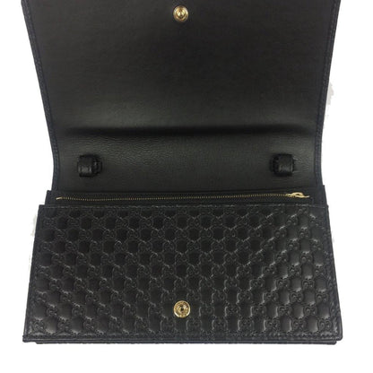 Gucci Microguccissima GG Logo Black Leather Wallet Crossbody Handbag