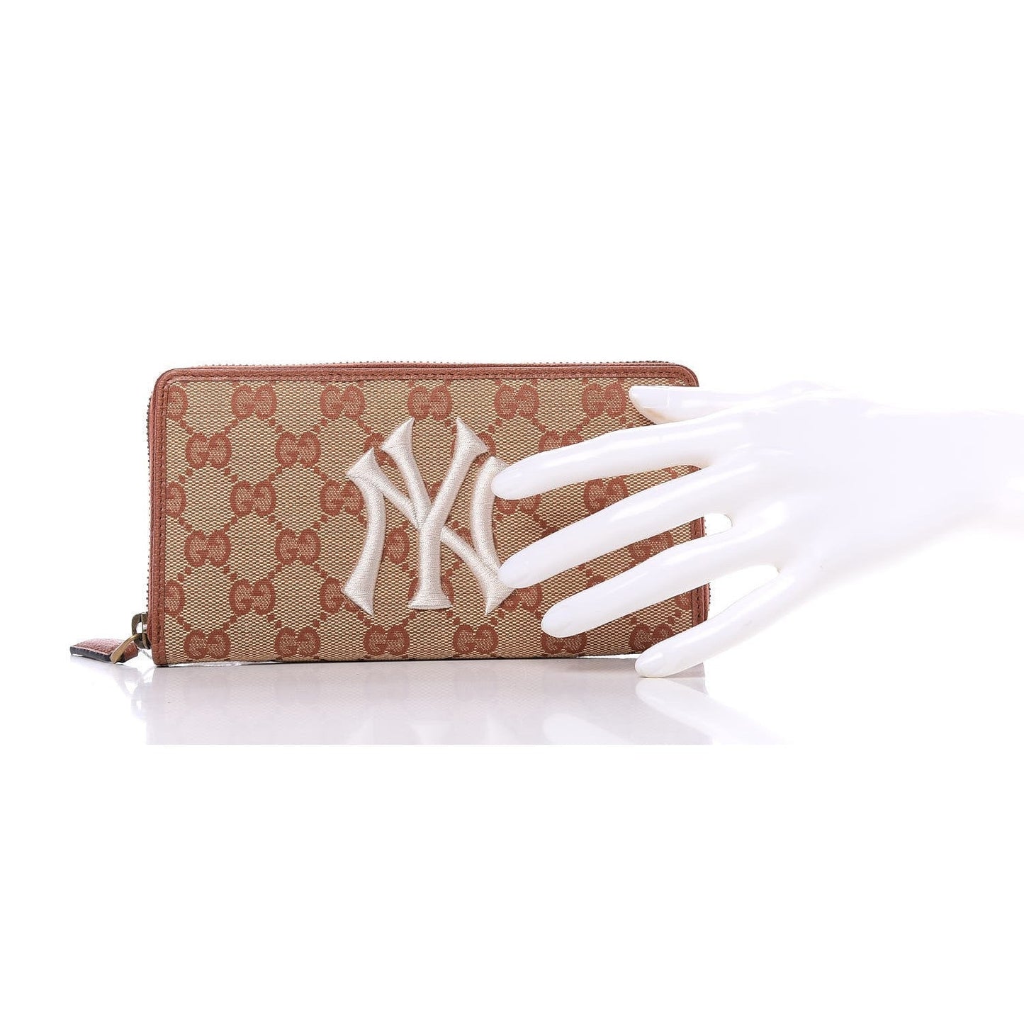 Gucci Monogram NY Yankees Canvas Guccisima Zip Around Wallet 547791