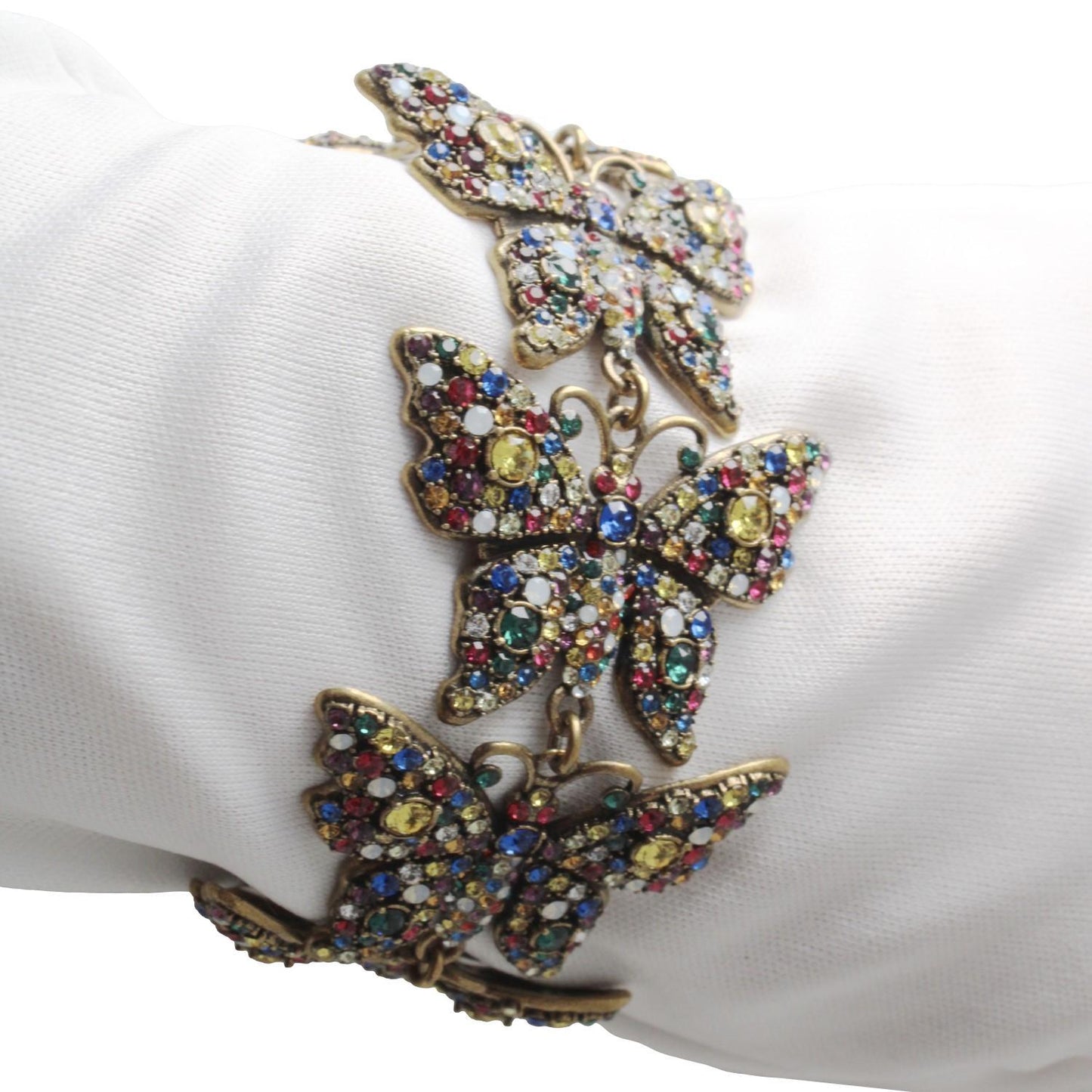 Gucci Multicolor Crystals Butterfly Chain Bracelet