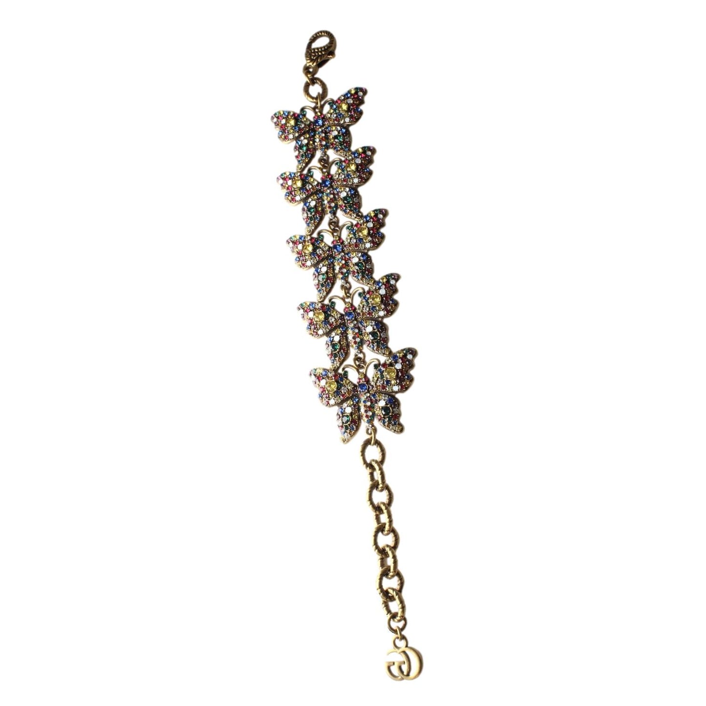 Gucci Multicolor Crystals Butterfly Chain Bracelet