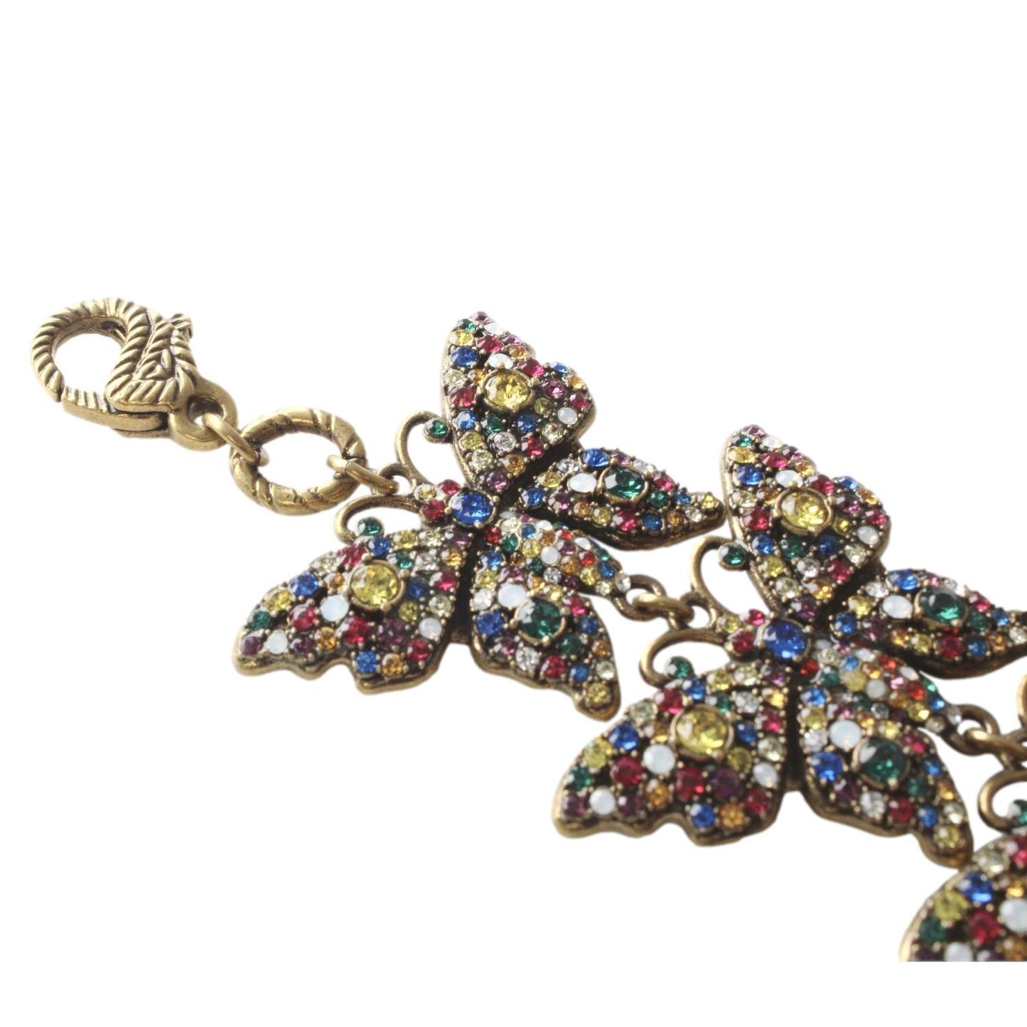 Gucci Multicolor Crystals Butterfly Chain Bracelet