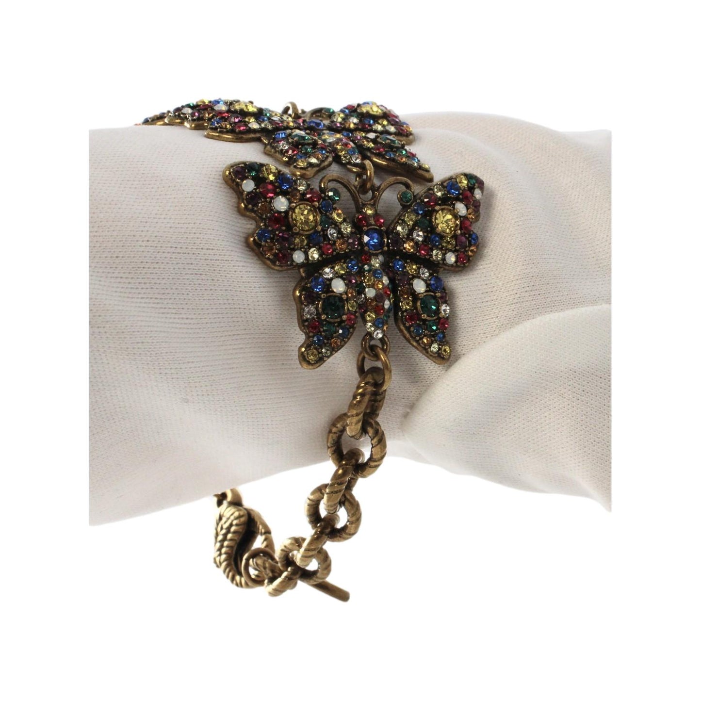 Gucci Multicolor Crystals Butterfly Chain Bracelet