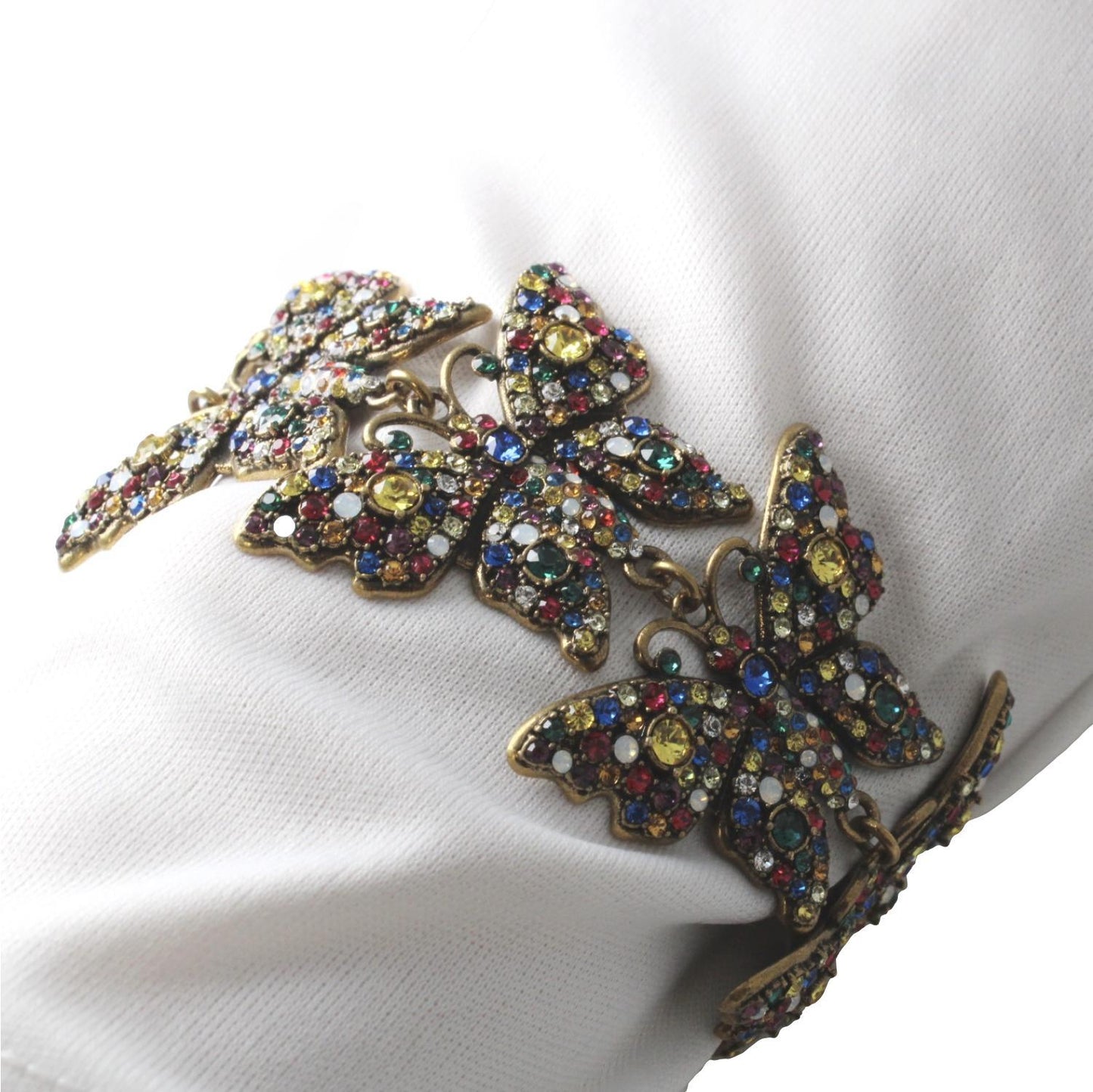 Gucci Multicolor Crystals Butterfly Chain Bracelet