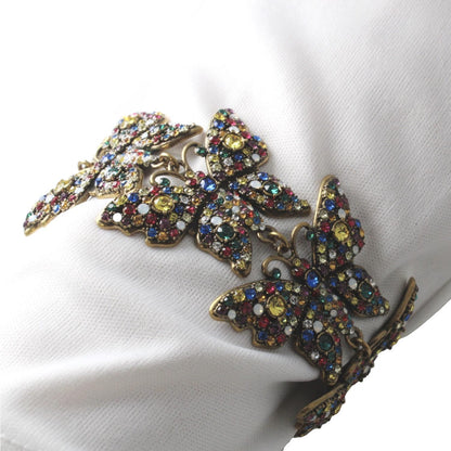 Gucci Multicolor Crystals Butterfly Chain Bracelet