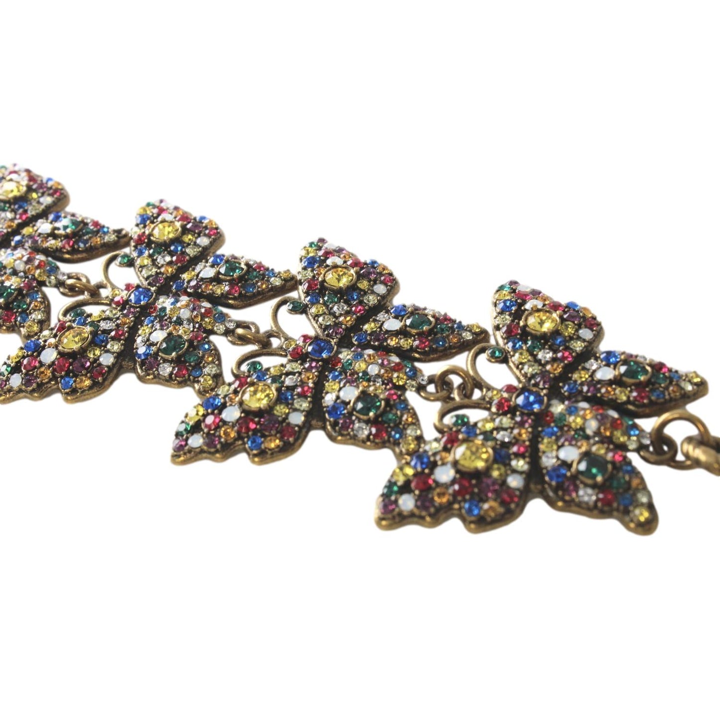 Gucci Multicolor Crystals Butterfly Chain Bracelet
