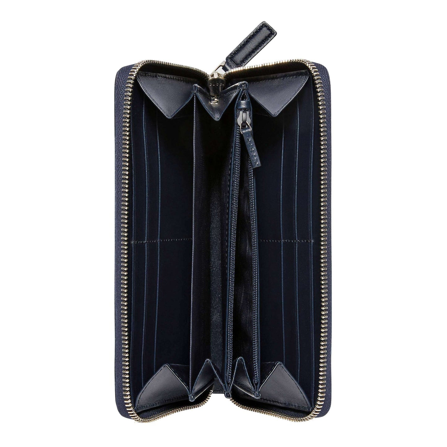 Gucci Navy Blue Leather Guccissima Web Stripe Long Zip Wallet 408831