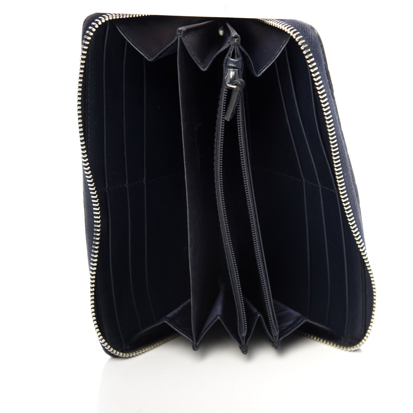 Gucci Navy Blue Leather Guccissima Web Stripe Long Zip Wallet 408831