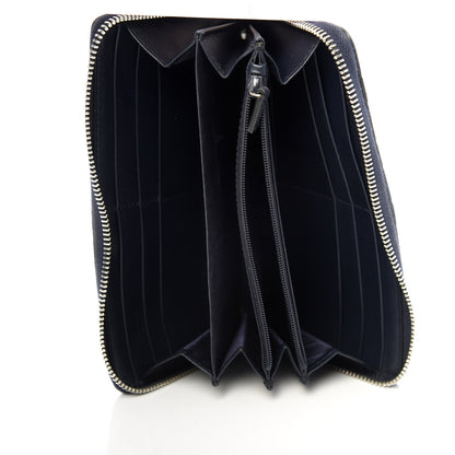 Gucci Navy Blue Leather Guccissima Web Stripe Long Zip Wallet 408831
