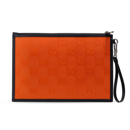 Gucci Off The Grid Orange Econyl Pouch Wristlet Clutch Bag 625598