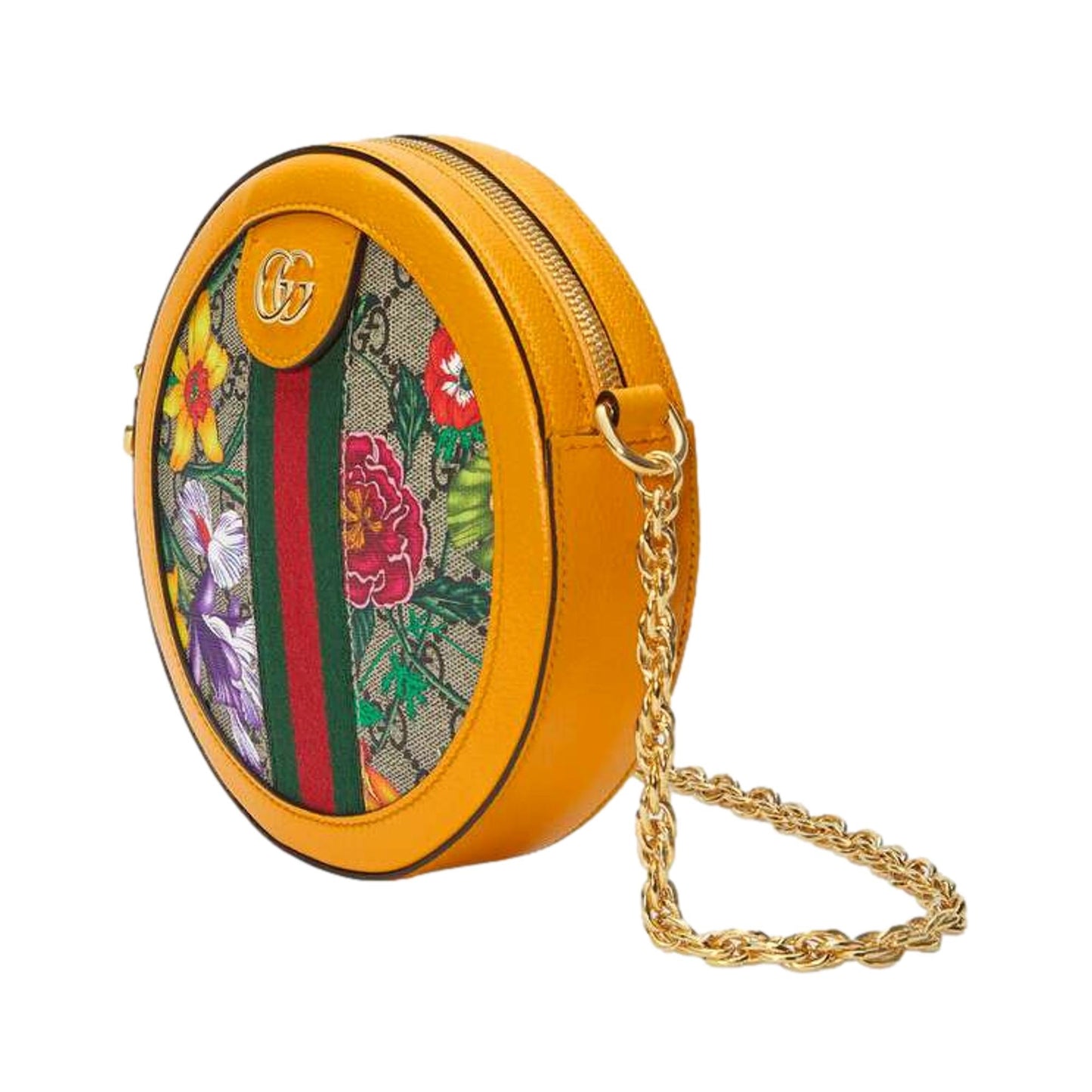 Gucci Ophidia Microguccissima Floral Print Canvas Round Crossbody Bag 550618