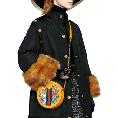 Gucci Ophidia Microguccissima Floral Print Canvas Round Crossbody Bag 550618