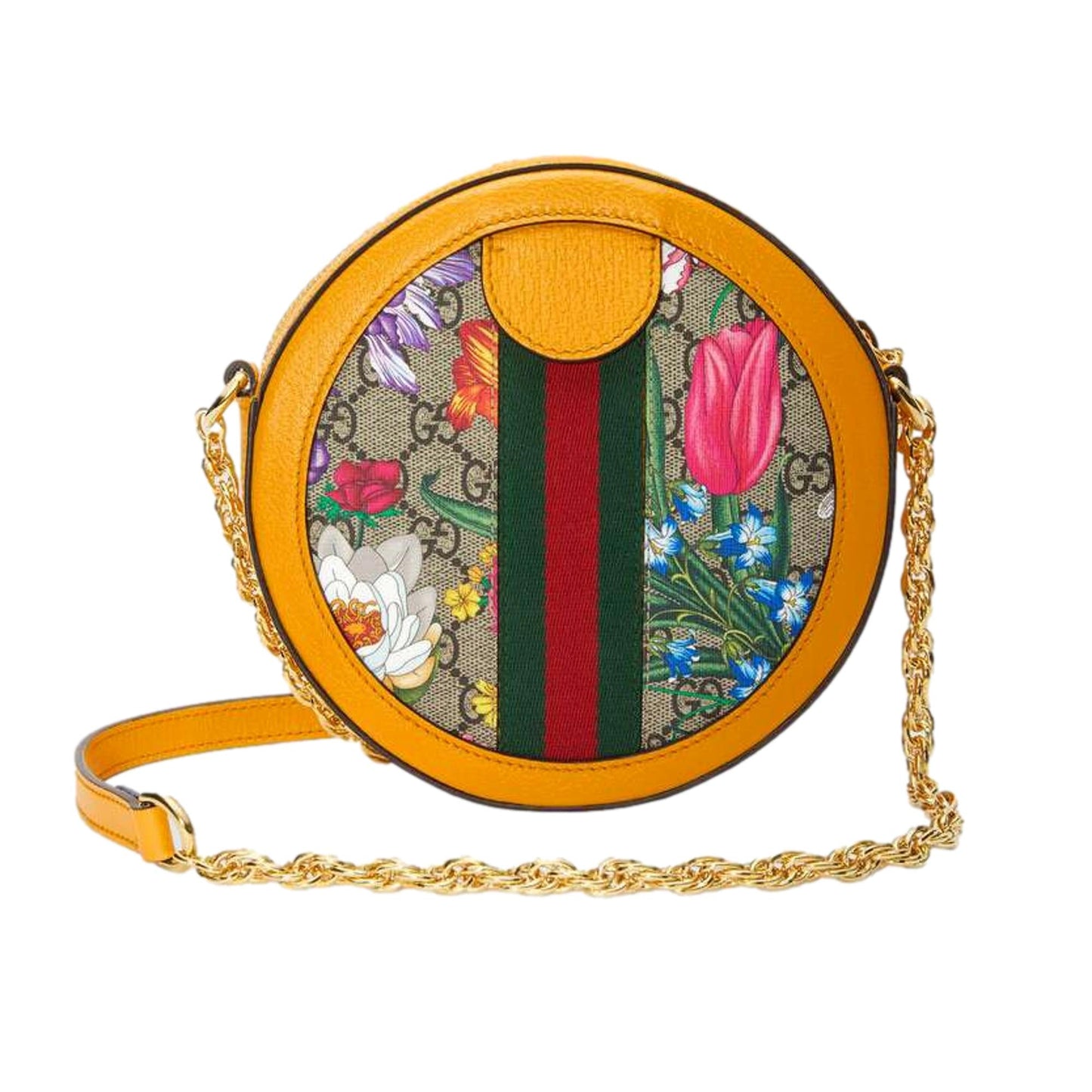 Gucci Ophidia Microguccissima Floral Print Canvas Round Crossbody Bag 550618