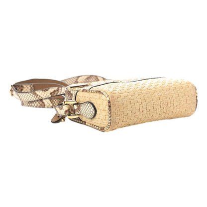 Gucci Ophidia Mini Bag Raffia Watersnake Shoulder Bag Beige 574493