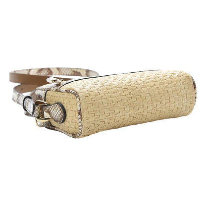 Gucci Ophidia Mini Bag Raffia Watersnake Shoulder Bag Beige 574493