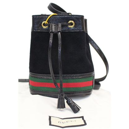 Gucci Ophidia Mini Textured Leather-Trimmed Suede Bucket Bag 550620