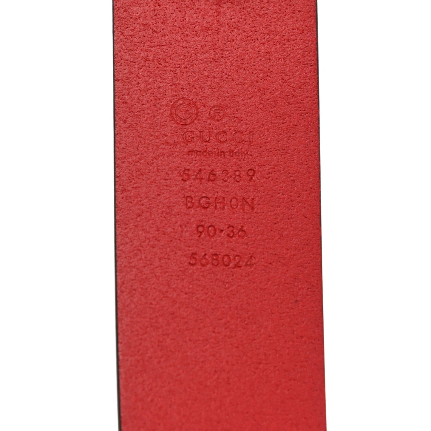 Gucci Rosso Red Leather Interlocking GG Buckle 90/36 Belt 546389