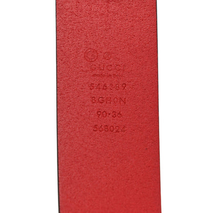 Gucci Rosso Red Leather Interlocking GG Buckle 90/36 Belt 546389