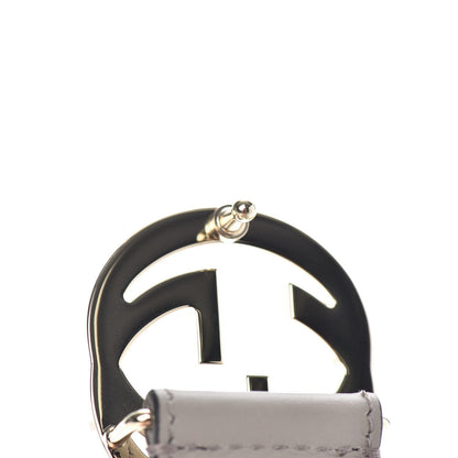 Gucci Storm Grey Leather Interlocking GG Buckle 85/34 Belt 546386