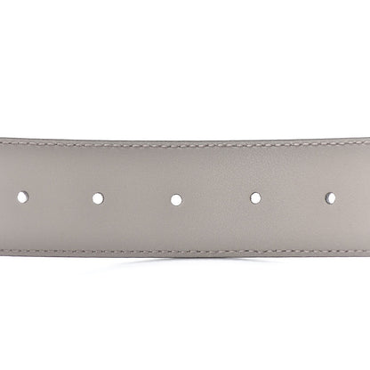 Gucci Storm Grey Leather Interlocking GG Buckle 80/32 Belt 546386