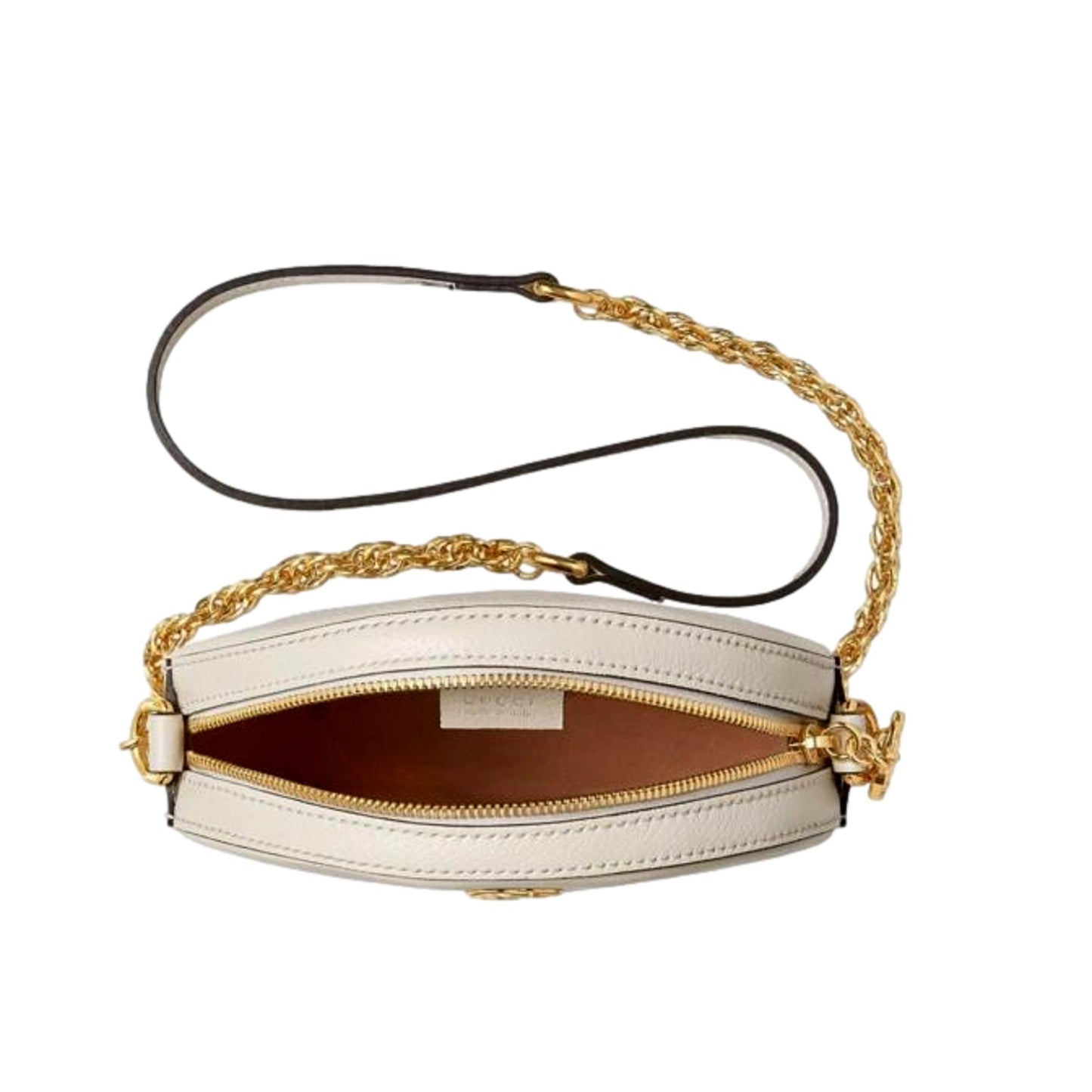 Gucci Web Mini Ophidia Round Ivory Leather Crossbody Bag 550618