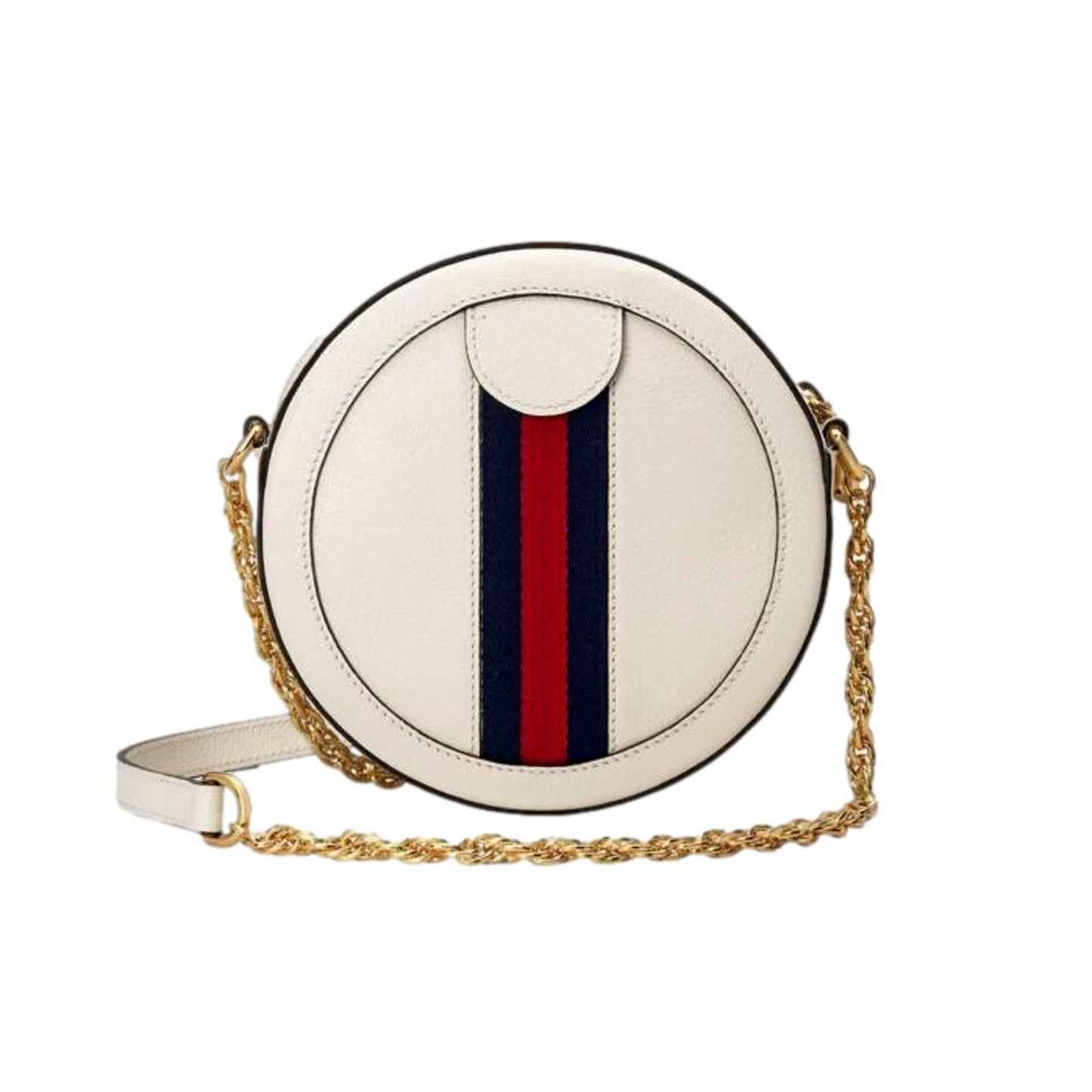 Gucci Web Mini Ophidia Round Ivory Leather Crossbody Bag 550618