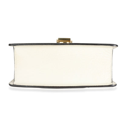 Gucci White Calfskin Mini Sylvie Bee Star Top Handle Bag