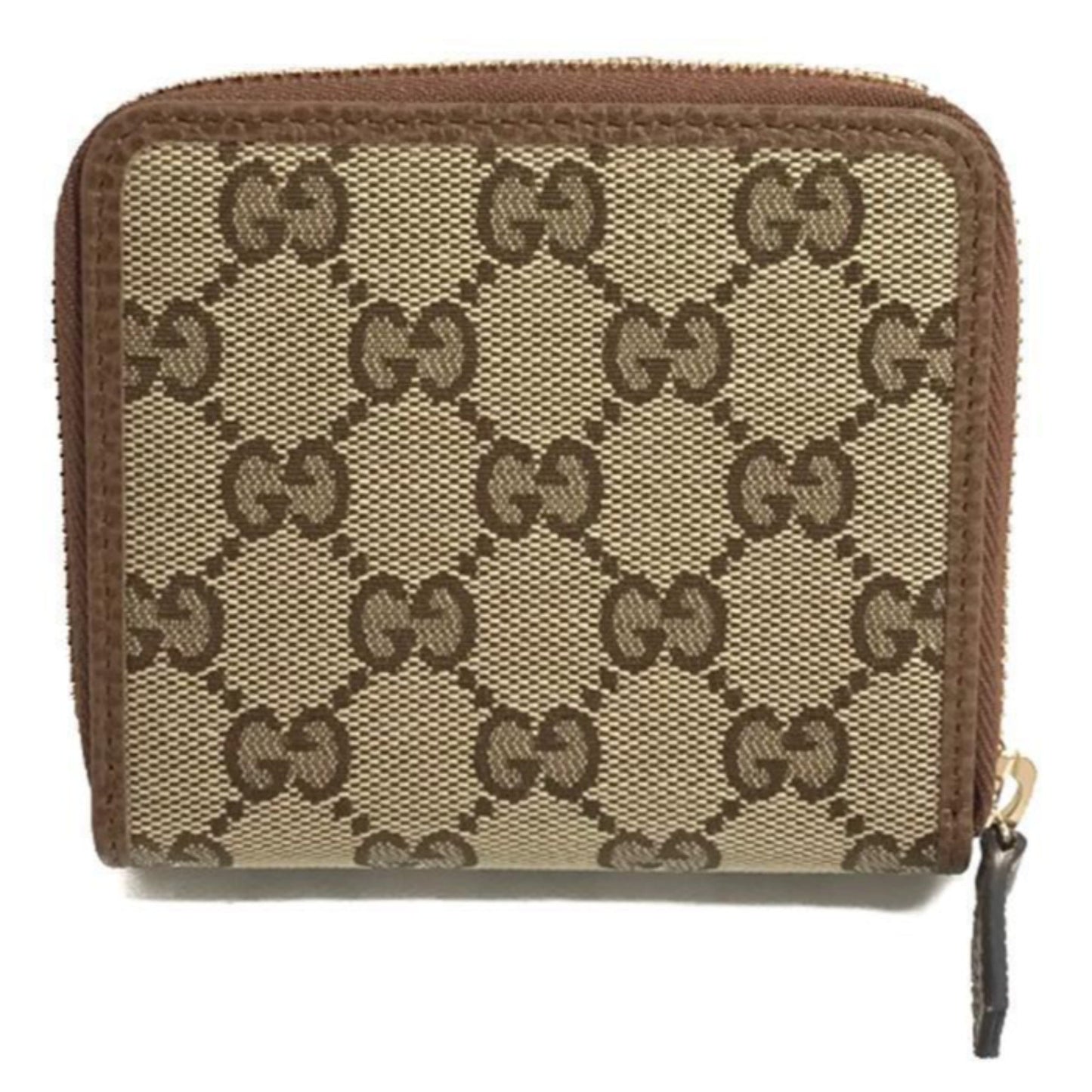 Gucci Beige Original GG Canvas Brown Leather Trim Wallet