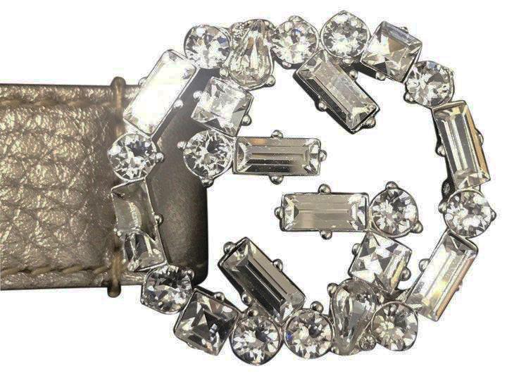 Gucci Women's Metallic Beige Crystal GG Belt 354380 Size: 38