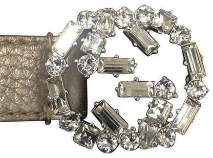 Gucci Women's Metallic Beige Crystal GG Belt 354380 Size: 38