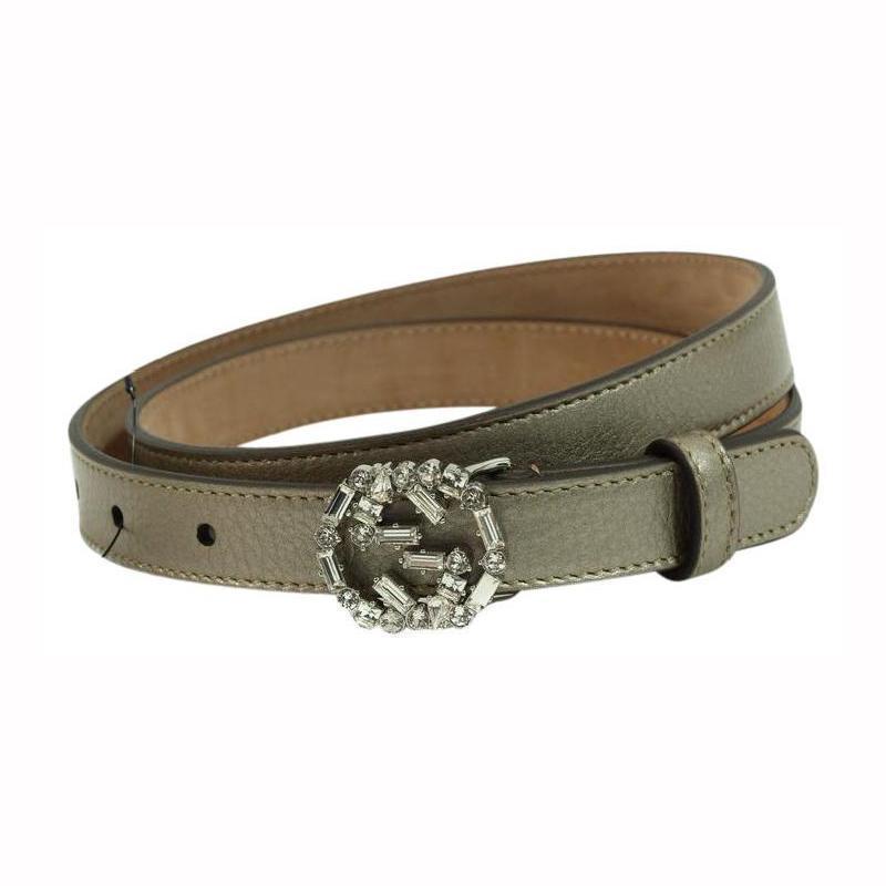 Gucci Women's Metallic Beige Crystal GG Belt 354380 Size: 38