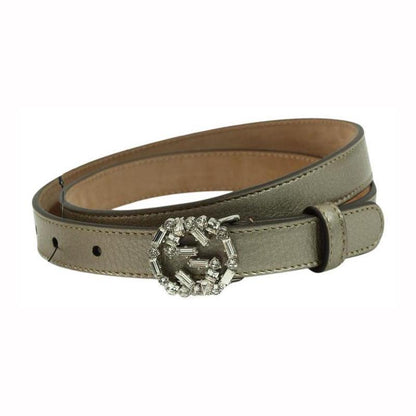 Gucci Women's Metallic Beige Crystal GG Belt 354380 Size: 38