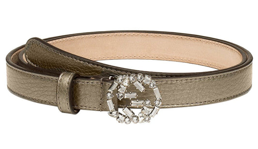 Gucci Women's Metallic Beige Crystal GG Belt 354380 Size: 38