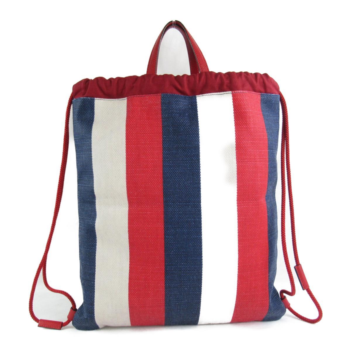 Gucci Zaino Multicolor Canvas Striped Drawstring Tote Backpack 473872