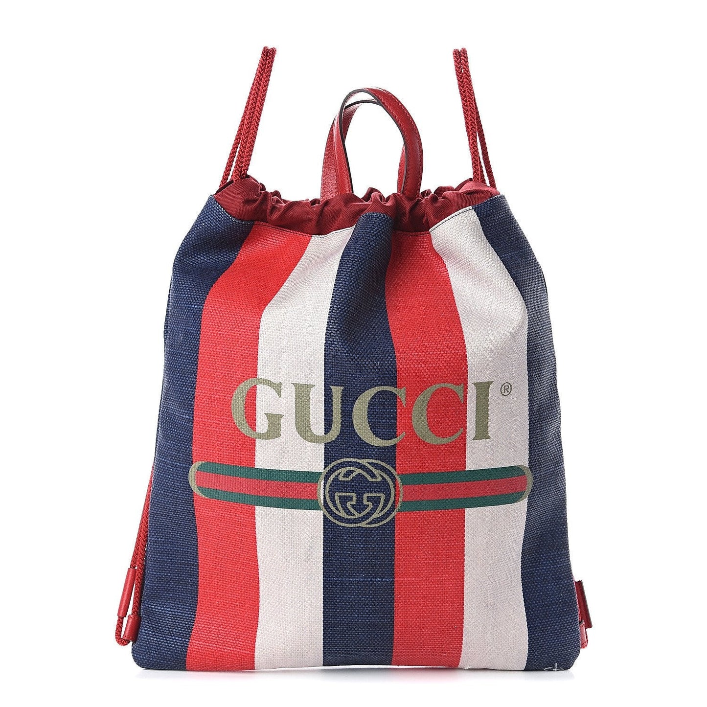Gucci Zaino Multicolor Canvas Striped Drawstring Tote Backpack 473872