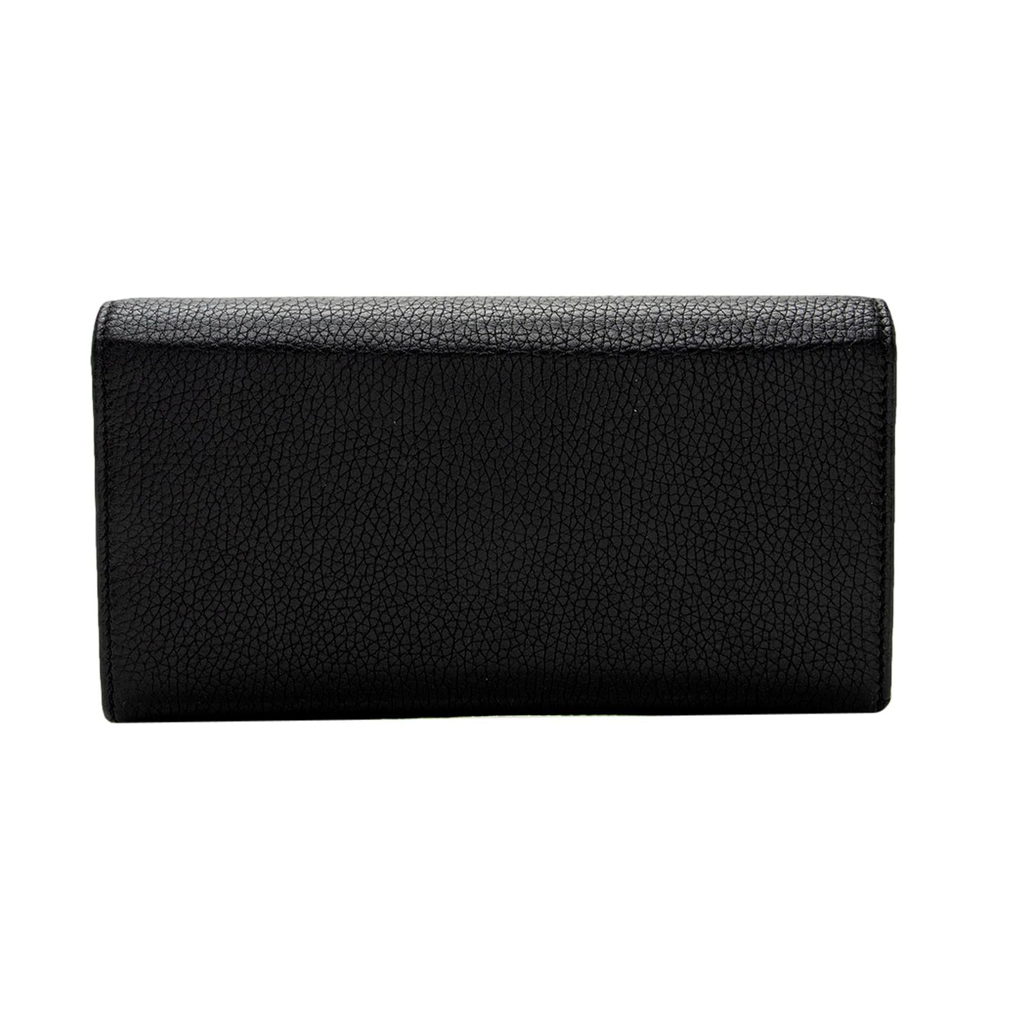 Gucci Soho Cellarius Black Long Flap Wallet Clutch Black Pebbled Leather