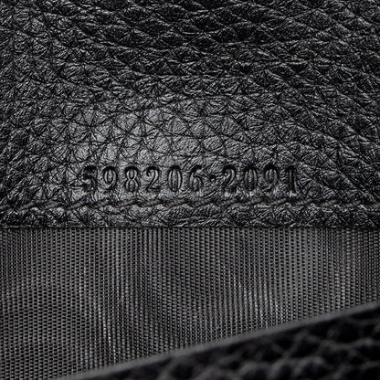 Gucci Soho Cellarius Black Long Flap Wallet Clutch Black Pebbled Leather