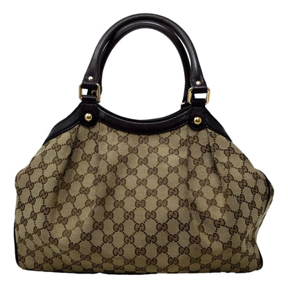 Gucci Monogram Medium Sukey Tote Beige Dark Brown