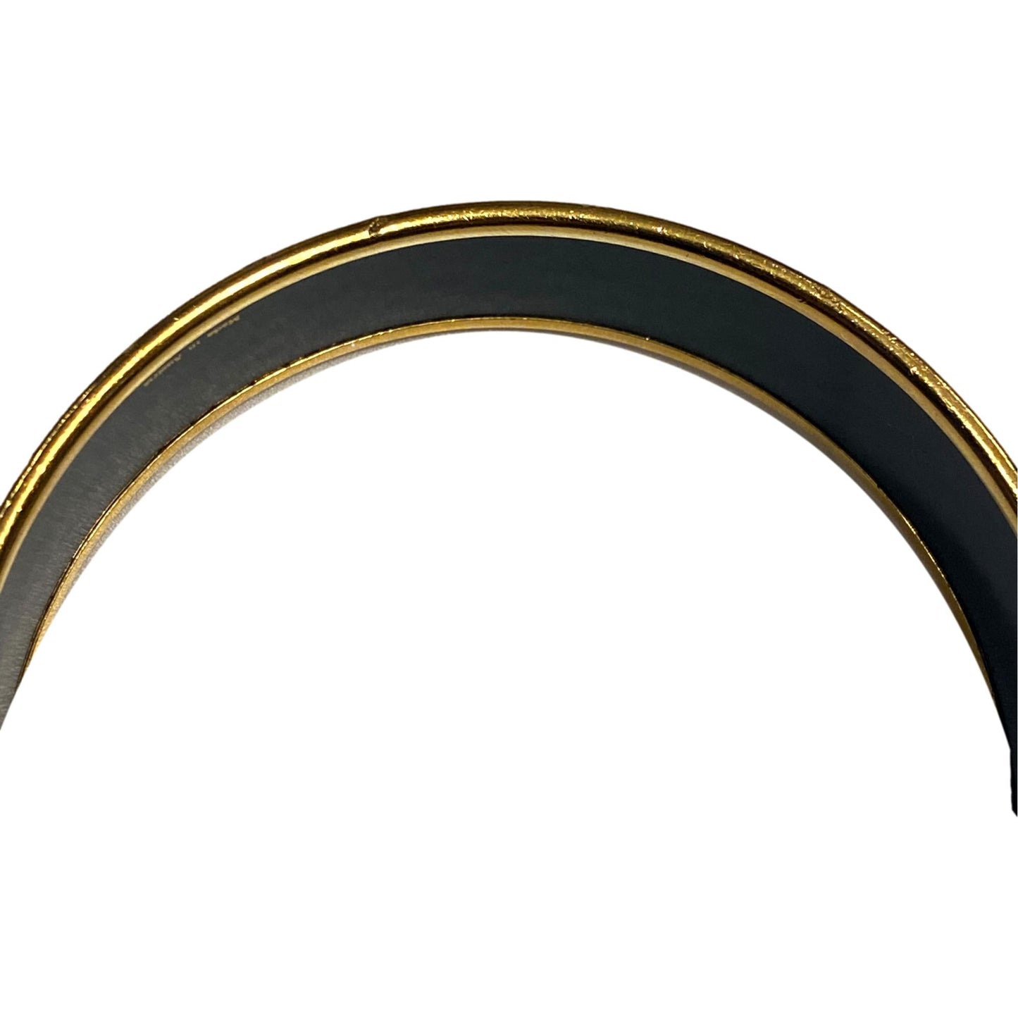Hermes Cloisonne Black Multicolor Print Enamel Gold Trim Bracelet Cuff