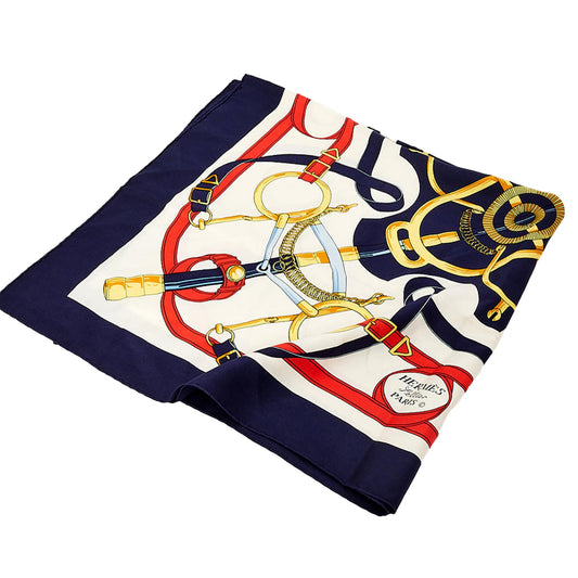 Hermes Eperon Dor Tellier Printed Silk Shawl Scarf
