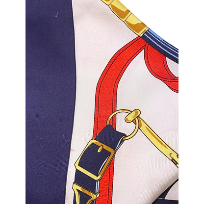 Hermes Eperon Dor Tellier Printed Silk Shawl Scarf