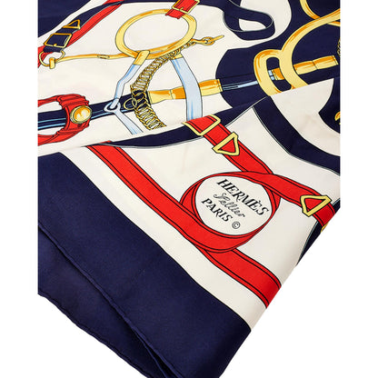 Hermes Eperon Dor Tellier Printed Silk Shawl Scarf