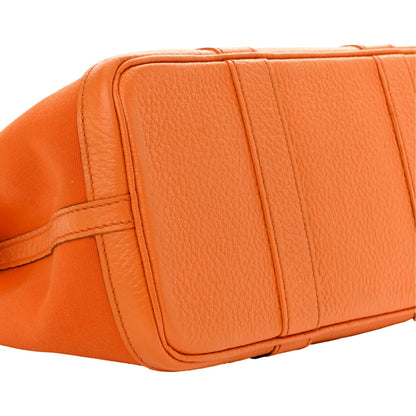 Hermes Garden Party 30 TPM Negonda Orange Toile and Cassis Leather Tote Bag