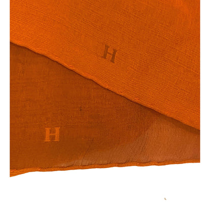 Hermes Monogram Fringe Orange and Siena Chiffon Long Stole Scarf